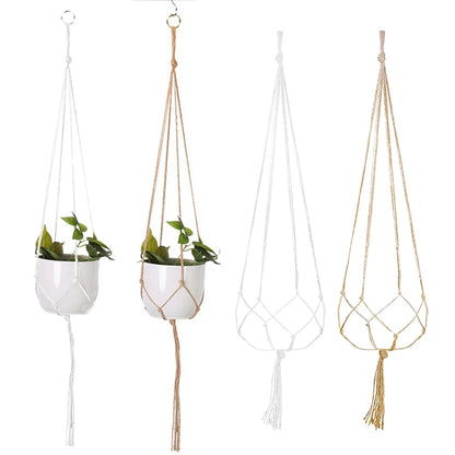 Macrame Hanging Planter - Decorative Wall Plant Holder and Flower Basket for Balcony Décor