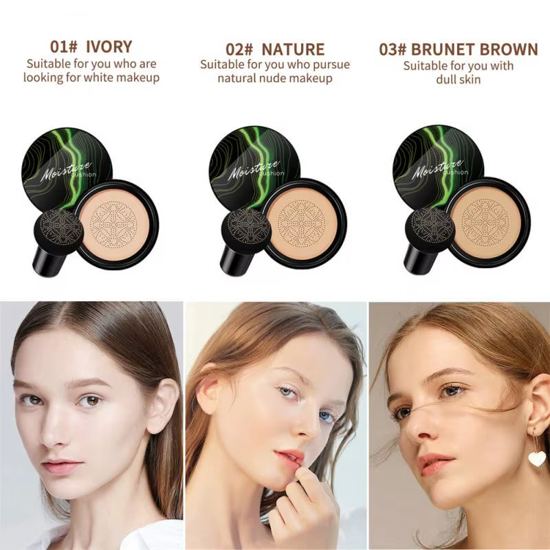 Mushroom Head Air Cushion CC Cream - Natural Moisturizing Foundation and Concealer for Oil-Control and Whitening