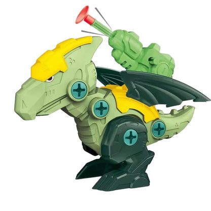 Children's 3D Dinosaur Puzzle Toy with Press-to-Fire Bullet Mechanism and DIY Detachable Assembly