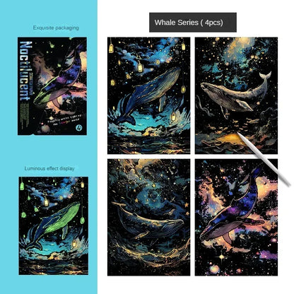 4-Piece Set of DIY Luminous Scratch Art Kits - Colorful Creative Painting Educational Toys Gift