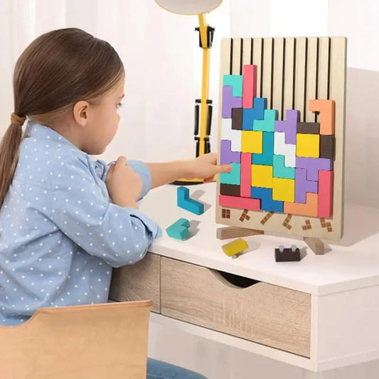 Wooden Stacking Puzzle Game for Family Engagement - STEM Educational Activity for All Ages