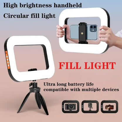 Rechargeable Handheld Ring LED Fill Light for Mobile Phone Live Broadcasting and Desktop Photography