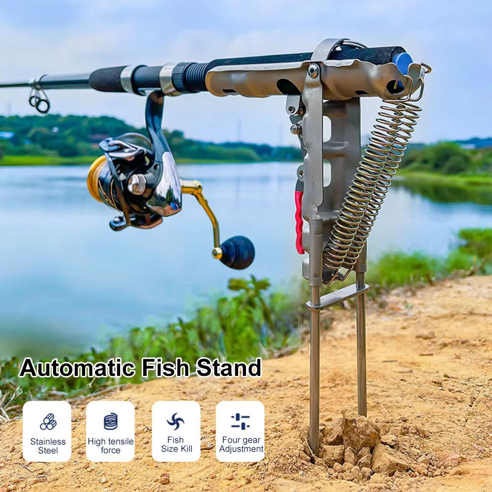 Automatic Folding Fishing Rod Holder for Lakes, Ponds, Rivers, and Streams