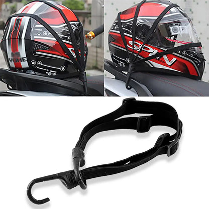 Helmet Rope Highly Elastic Luggage Binding Cord Motorcycles Strength Retractable Helmet Luggage Elastic Rope Strap with 2 Hooks