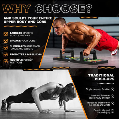 Adjustable Multi-Mode Folding Push-Up Board for Core Muscle Training with Chest, Abdomen, and Back Partition