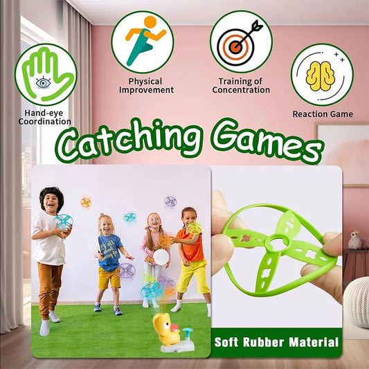 Outdoor Air Disc Launcher for Kids - Flying Disc Game for Toddlers and Family Backyard Fun