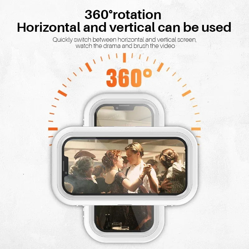 Adjustable Waterproof Wall-Mounted Cell Phone Holder for Shower and Bathroom Use - Compatible with All Smartphones