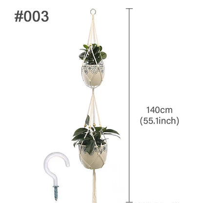 Macrame Hanging Planter - Decorative Wall Plant Holder and Flower Basket for Balcony Décor