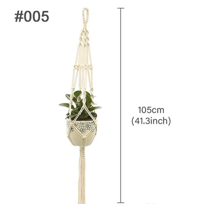 Macrame Hanging Planter - Decorative Wall Plant Holder and Flower Basket for Balcony Décor