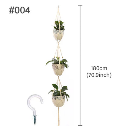 Macrame Hanging Planter - Decorative Wall Plant Holder and Flower Basket for Balcony Décor