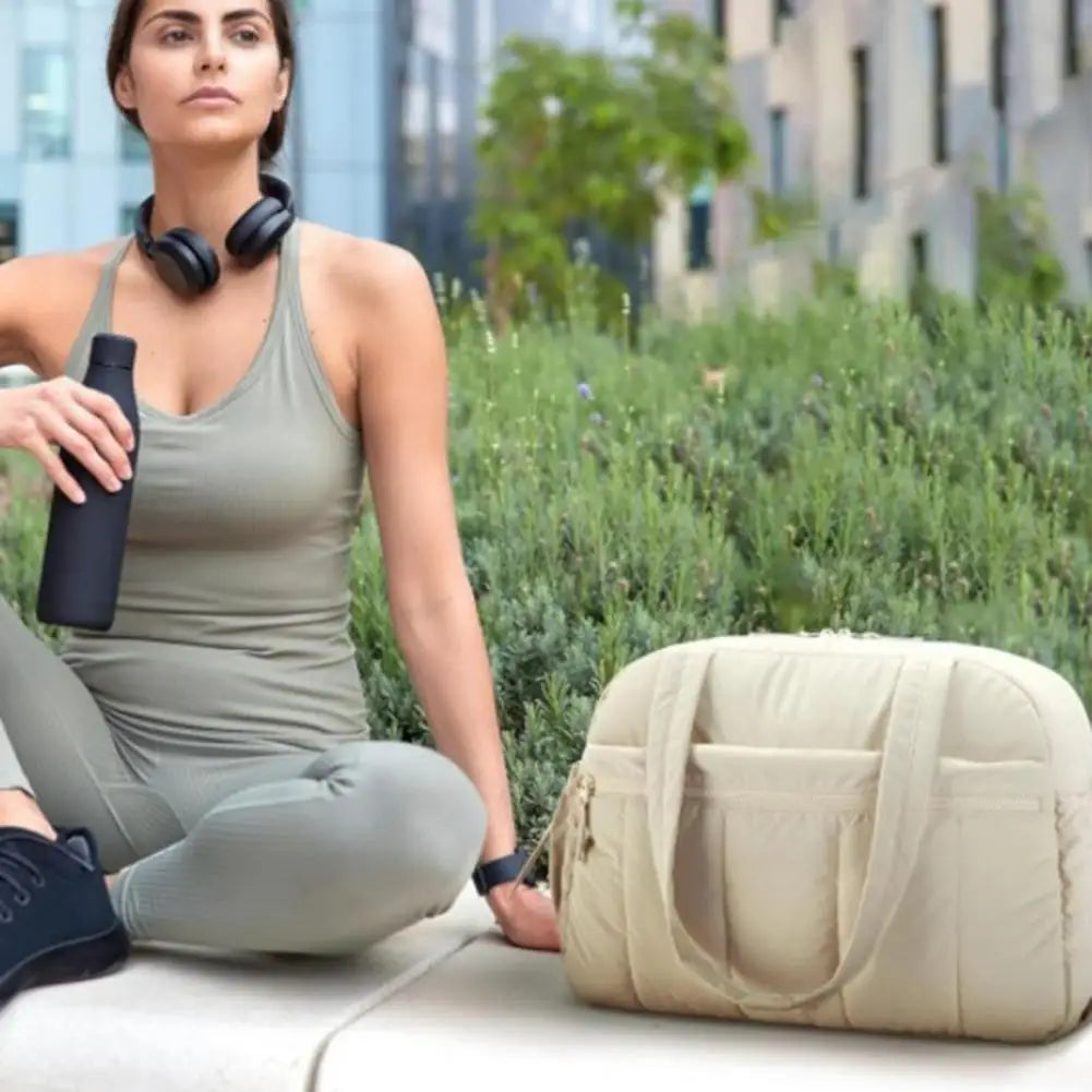 Travel Handbag with Spacious Waterproof PVC Compartment for Wet-Dry Separation, Gym Bag with Five External Pockets and Carry-On Design