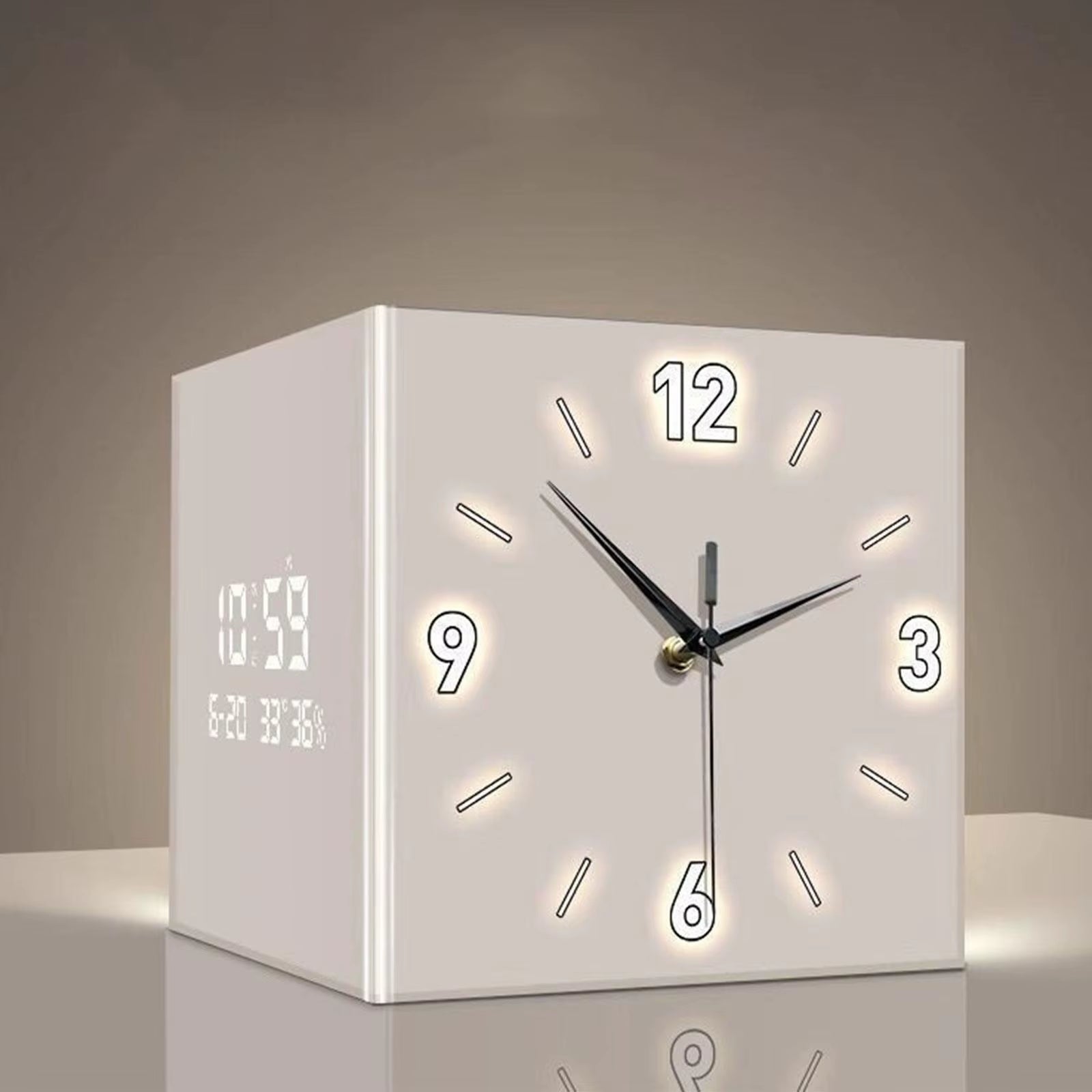 Double-Sided Corner Clock Modern Minimalist Calendar Electronic Clock with Night Light for Home Living Room Wall Decorations
