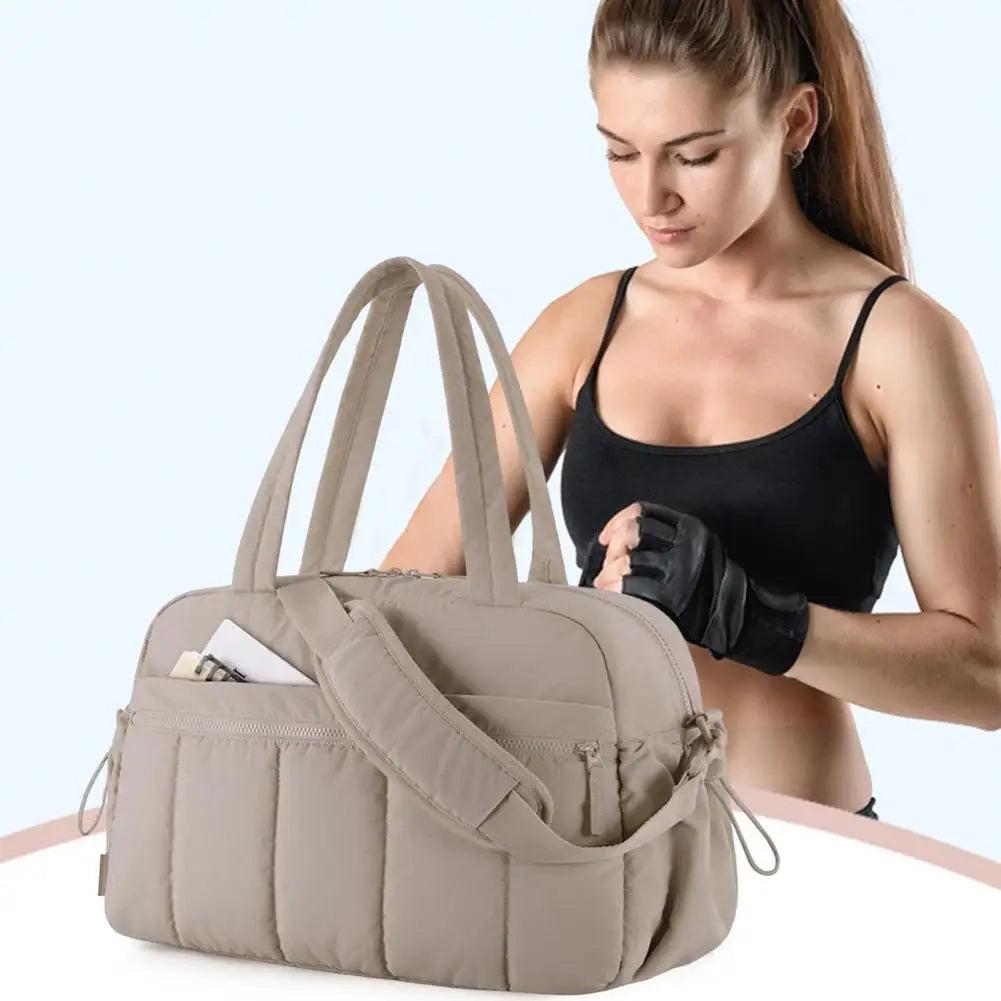Travel Handbag with Spacious Waterproof PVC Compartment for Wet-Dry Separation, Gym Bag with Five External Pockets and Carry-On Design