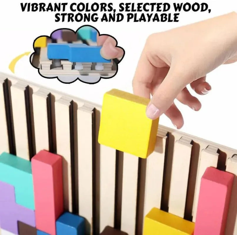 Wooden Stacking Puzzle Game for Family Engagement - STEM Educational Activity for All Ages
