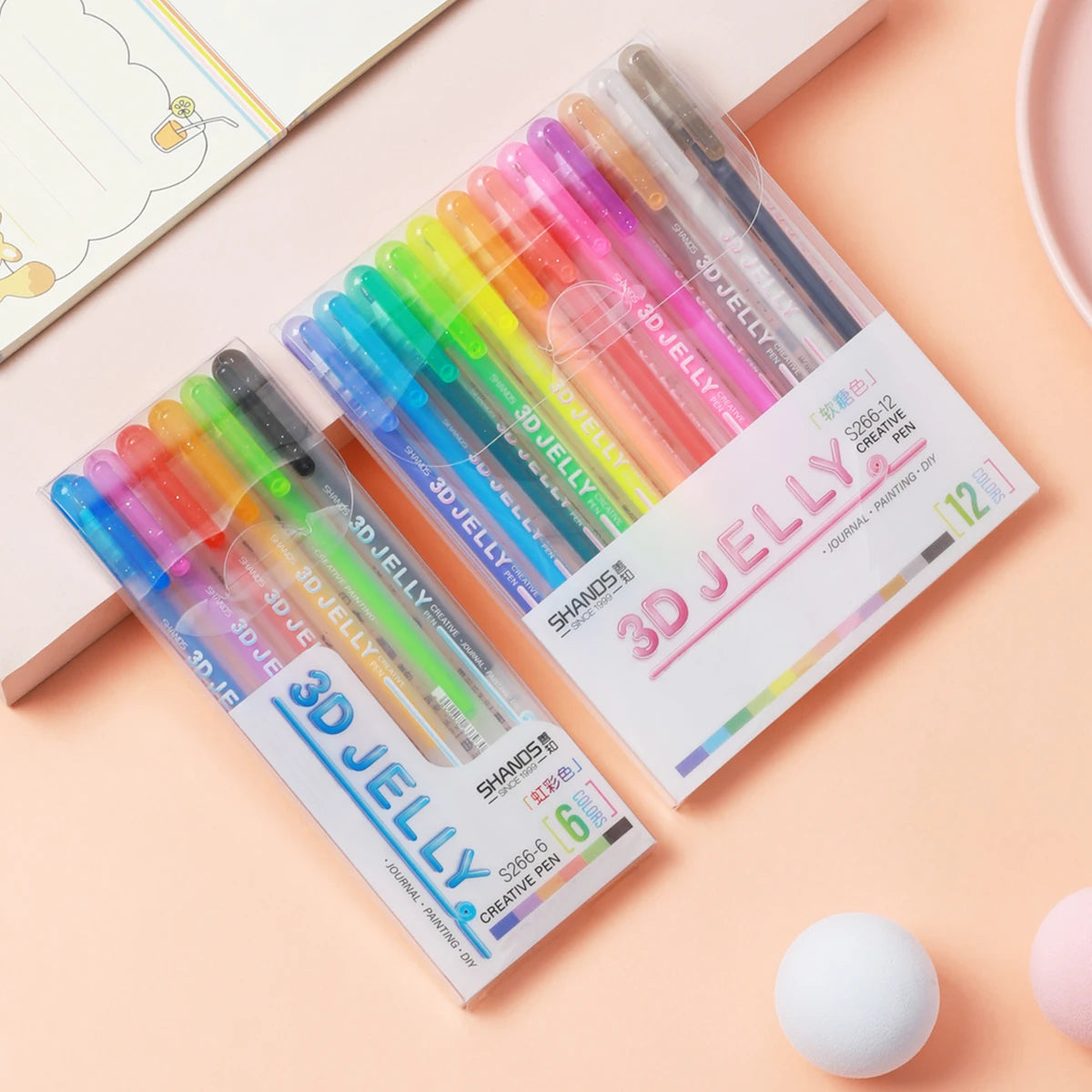 3D Jelly Highlighter Pens Set (6/12 Pcs) for Creative Art, DIY Projects, and Stationery Supplies for Students and Adults