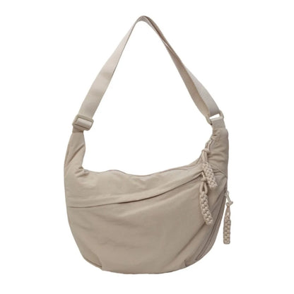 Canvas Lightweight Solid Color Dumpling Crossbody Bag - Large Capacity Korean-Inspired Shoulder Bag