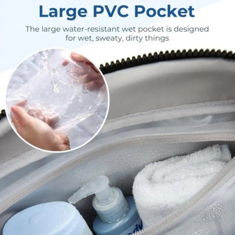 Travel Handbag with Spacious Waterproof PVC Compartment for Wet-Dry Separation, Gym Bag with Five External Pockets and Carry-On Design