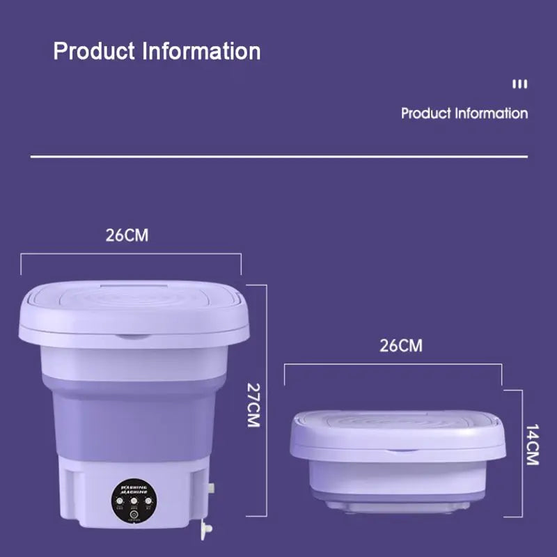 8L Portable Foldable Mini Washing Machine for Socks, Underwear, and Panties with Spinning Dry Function - Available in 3 Models