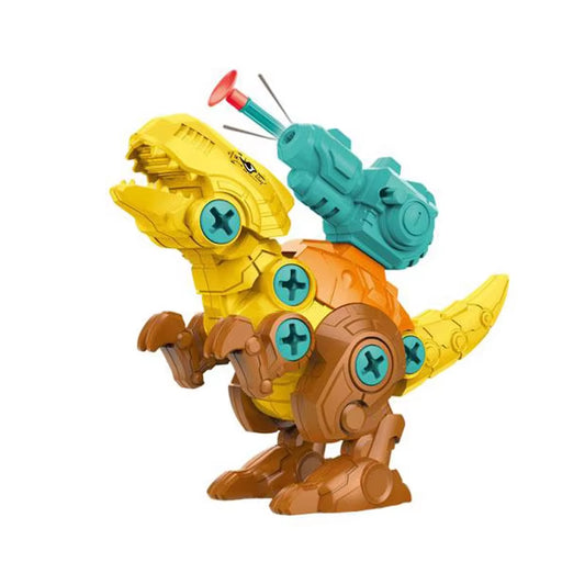 Children's 3D Dinosaur Puzzle Toy with Press-to-Fire Bullet Mechanism and DIY Detachable Assembly