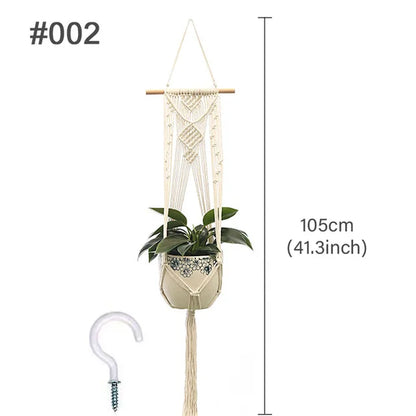 Macrame Hanging Planter - Decorative Wall Plant Holder and Flower Basket for Balcony Décor
