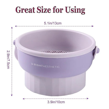 3-in-1 Silicone Makeup Brush Cleaner Mat with Folding Washing Bowl and Scrubber for Powder Puff and Cosmetic Sponge Drying Tools