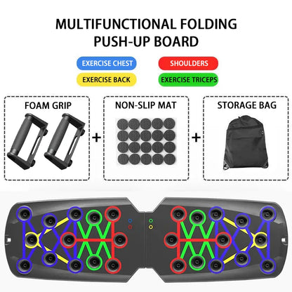 Adjustable Multi-Mode Folding Push-Up Board for Core Muscle Training with Chest, Abdomen, and Back Partition