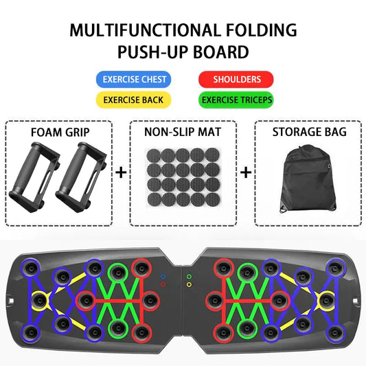 Adjustable Multi-Mode Folding Push-Up Board for Core Muscle Training with Chest, Abdomen, and Back Partition