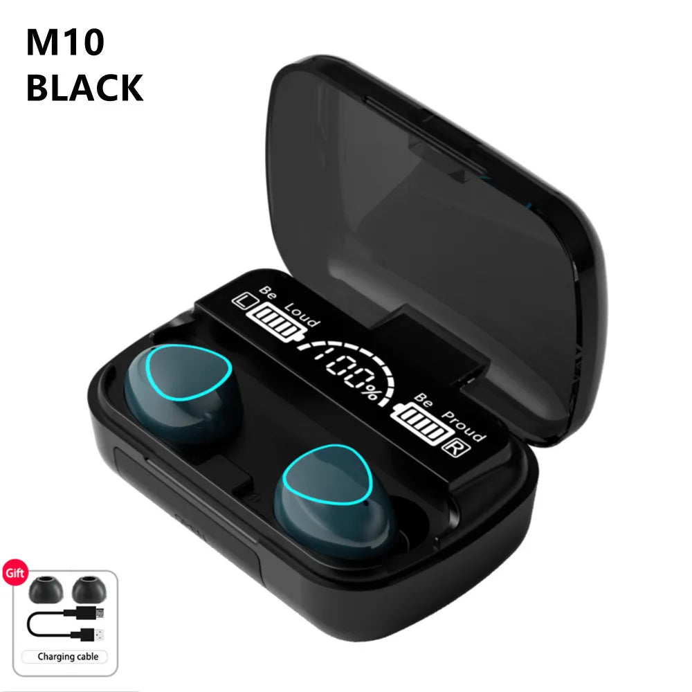 TWS M10 Wireless Bluetooth Headphones with LED Display, 3500mAh Charging Case, 9D Stereo Sound, In-Ear Design, Sports Waterproof, Bluetooth 5.1 Technology