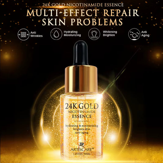 24K Gold Skincare Set: Moisturizing Face Cream, Serum, and Dark Circle Essence - Premium Korean Skin Care Products