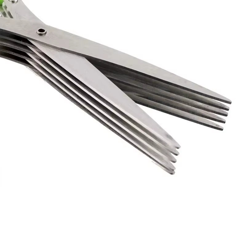 Professional Multi-Functional Stainless Steel Kitchen Scissors with 3-5 Layer Design for Efficient Cutting and Chopping of Peppers, Scallions, and Laver