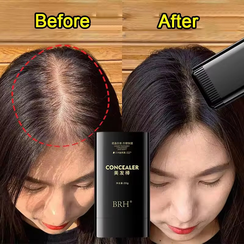 Hair Color Touch-Up Stick - Temporary Coverage for Gray Roots, Available in 3 Shades, Plant-Based Formula