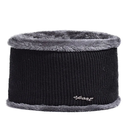 Men's Winter Outdoor Hat with Ear Protection - Warm Thick Knitted Cap, Scarf, and Windproof Visor for Cycling