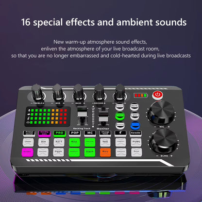 F998 Professional Multifunctional Audio Mixer and Sound Card Kit for Recording and Mixing on Phone and PC
