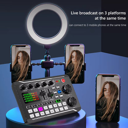 F998 Professional Multifunctional Audio Mixer and Sound Card Kit for Recording and Mixing on Phone and PC