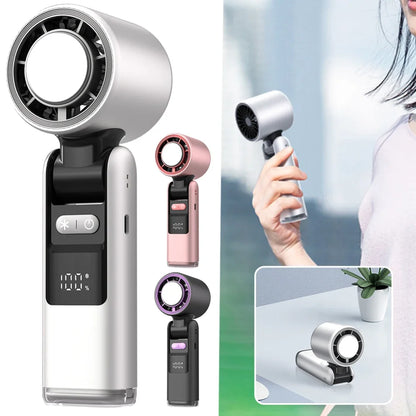 100 Turbos Chilled Ice Sensation Mini Turbo Speed Fan with USB Power and Digital Display for Outdoor Camping, Office, and Dorm Use