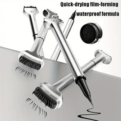 2-in-1 Waterproof and Sweatproof Lower Lash Stamp with Reusable Eyelash Stamp and Individual Liquid Eyeliner Set