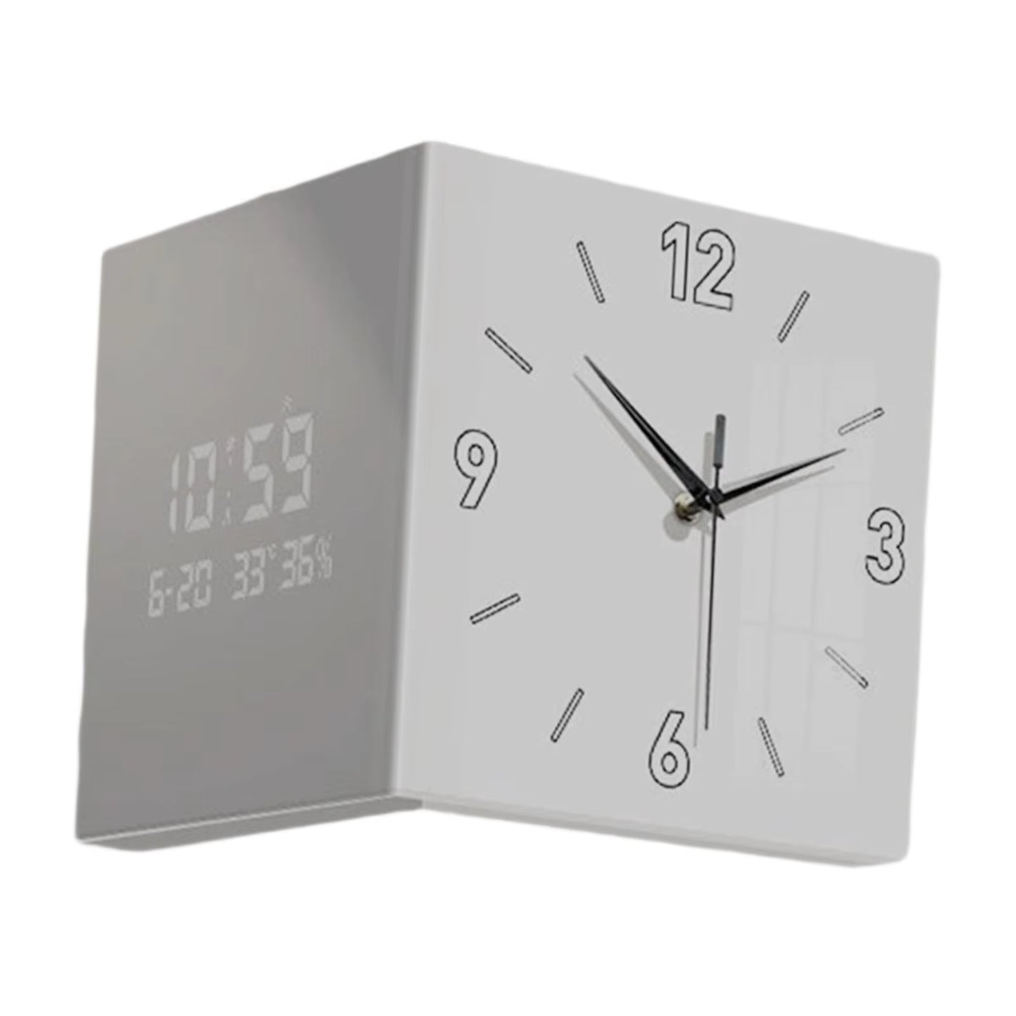 Double-Sided Corner Clock Modern Minimalist Calendar Electronic Clock with Night Light for Home Living Room Wall Decorations