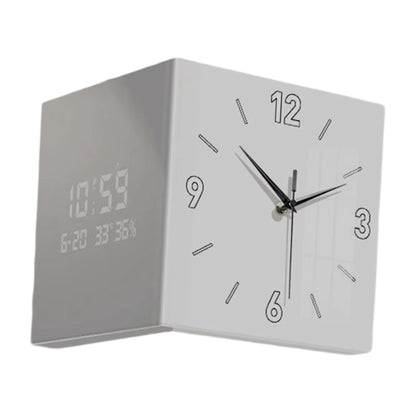 Double-Sided Corner Clock Modern Minimalist Calendar Electronic Clock with Night Light for Home Living Room Wall Decorations