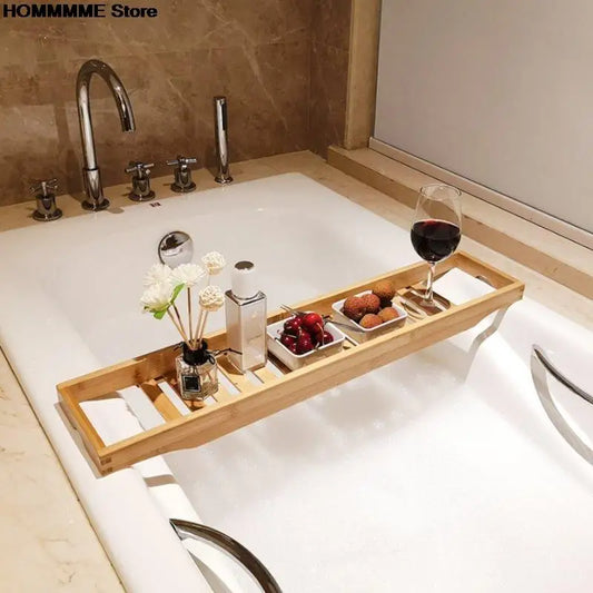 Bamboo Multi-Functional Anti-Skid Bathtub Shelf and Spa Tray