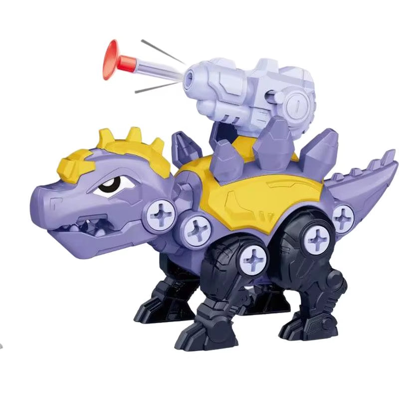 Children's 3D Dinosaur Puzzle Toy with Press-to-Fire Bullet Mechanism and DIY Detachable Assembly