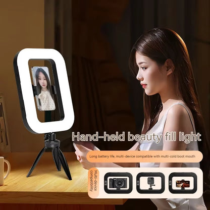 Rechargeable Handheld Ring LED Fill Light for Mobile Phone Live Broadcasting and Desktop Photography