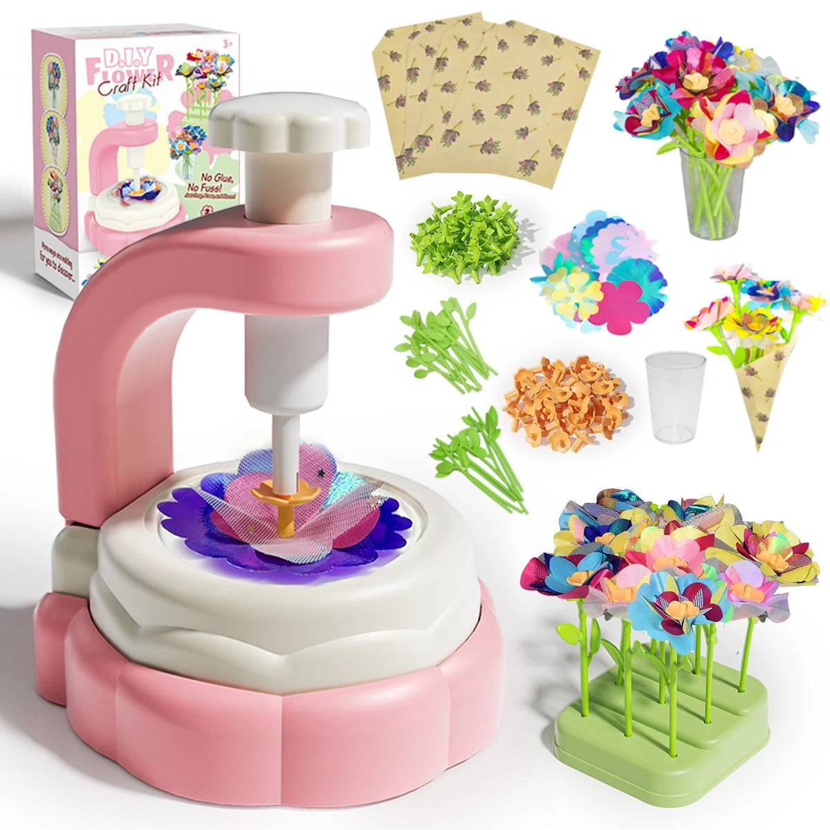 Fabric Flower Bouquet DIY Craft Kit for Kids - Handmade Floral Toys for Girls, Perfect Christmas or Birthday Gift