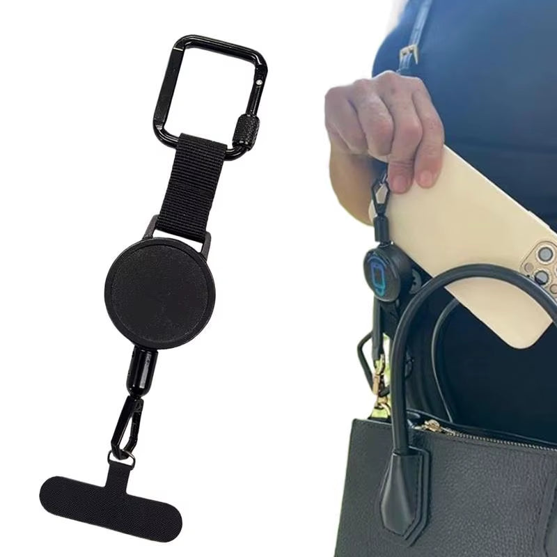 Retractable Anti-Theft Phone Lanyard with Carabiner - Secure Cellphone Strap for Hiking, Cycling, and Climbing