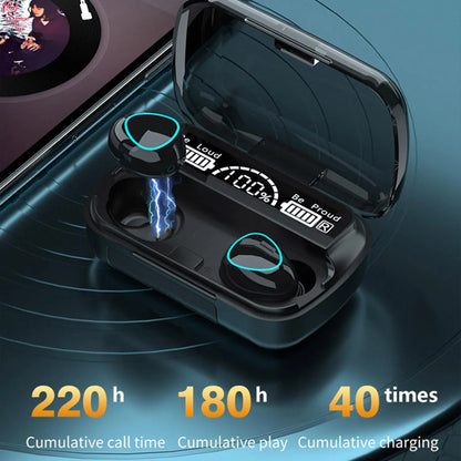 TWS M10 Wireless Bluetooth Headphones with LED Display, 3500mAh Charging Case, 9D Stereo Sound, In-Ear Design, Sports Waterproof, Bluetooth 5.1 Technology