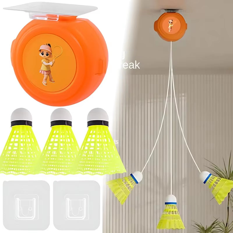 Self-Adhesive Elastic Badminton Trainer Set, Solo Badminton Training Device Badminton Single Player Rebound Practice Swing Adult