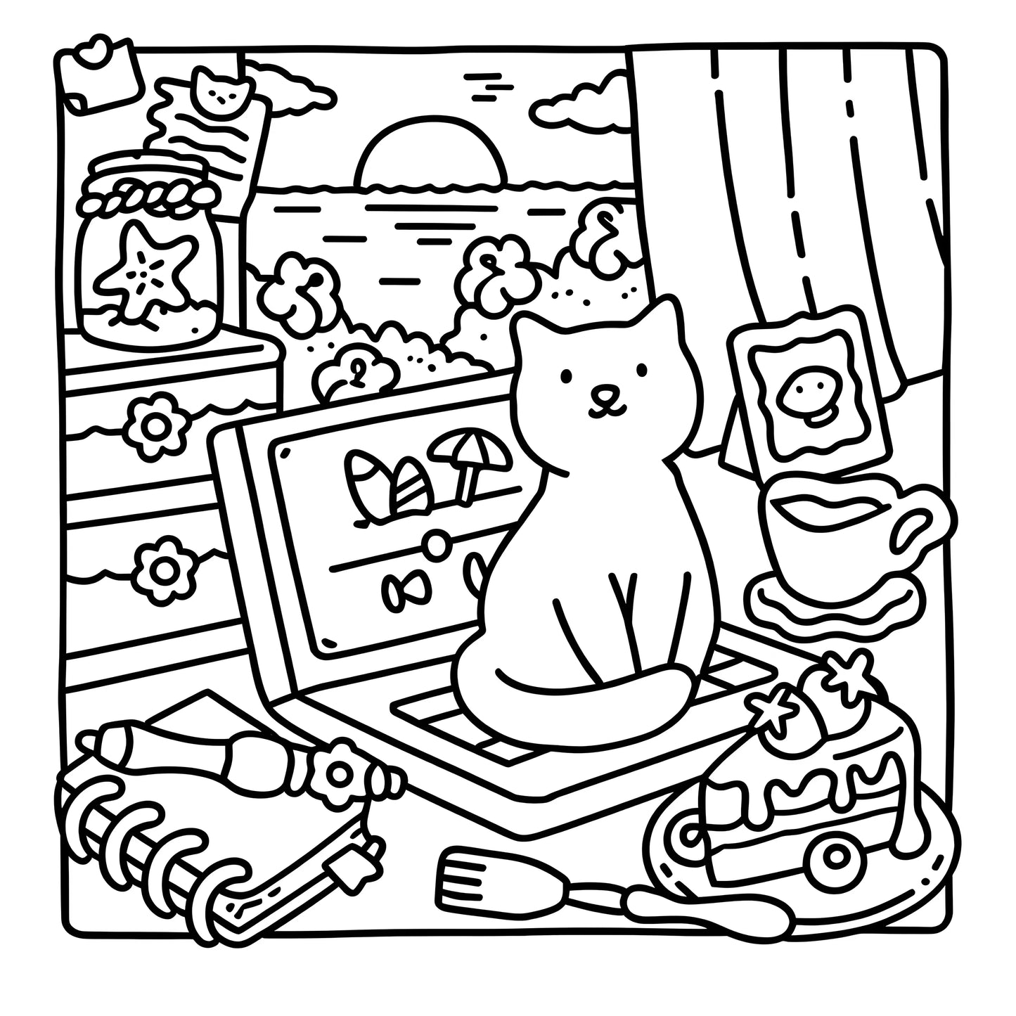 CAT MOMENTS: A Bold and Easy Patterns Coloring Book for Adults - Ideal Gift for Celebrations and Birthdays