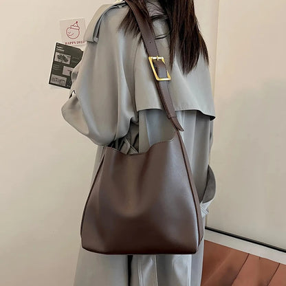 Minimalist PU Leather Shoulder Bag for Women - Versatile Fashion Handbag and Crossbody Bag for Work