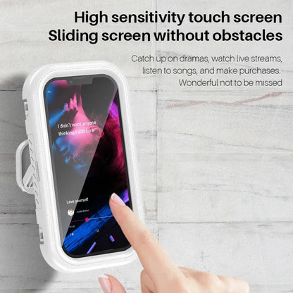 Adjustable Waterproof Wall-Mounted Cell Phone Holder for Shower and Bathroom Use - Compatible with All Smartphones