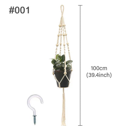 Macrame Hanging Planter - Decorative Wall Plant Holder and Flower Basket for Balcony Décor