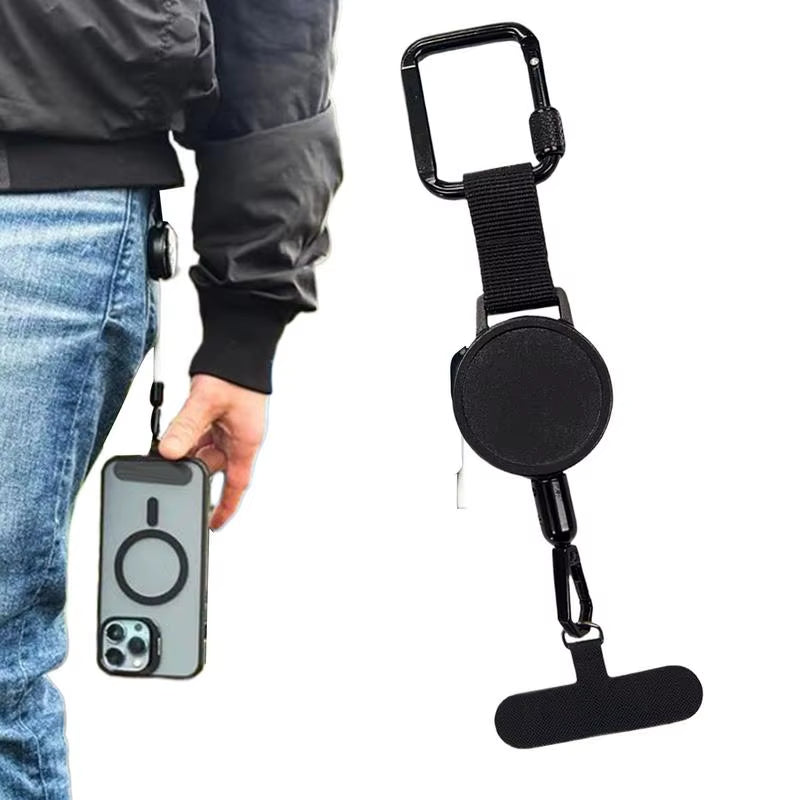 Retractable Anti-Theft Phone Lanyard with Carabiner - Secure Cellphone Strap for Hiking, Cycling, and Climbing
